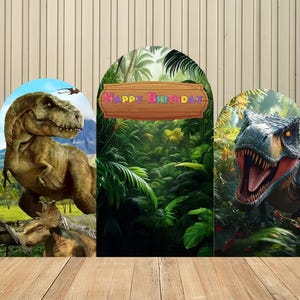 Double-Sided Arch Cover Backdrop Jurassic Dinosaur Decoration Backdrop Baby Shower Arch Wall Kids Birthday Party Photo Banner Props