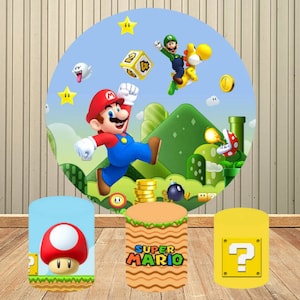 Super Mario Bros Runde Hintergrund Cover Fotografie Abenteuer Spiele Kreis Hintergrund Baby Shower Geburtstag Zylinder Dekor Foto