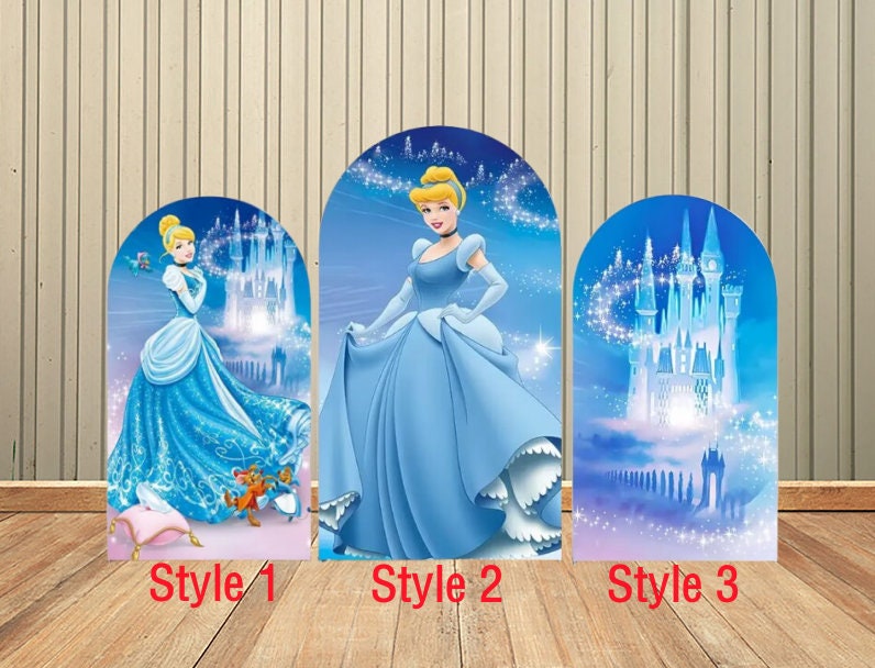 Discover Cartoon Blue Castle Princess Arch Wall Cover Single -Sided Prints Backdrops Girl Birthday Party Decoration Wedding Events Banner