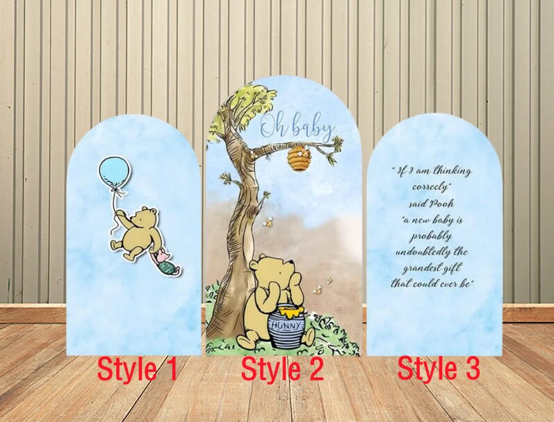 Discover Cartoon Winnie the Pooh Single -Sided Arch Cover Backdrop Wall for Kids Baby Shower Birthday Party Background Wall Decoration Supplies