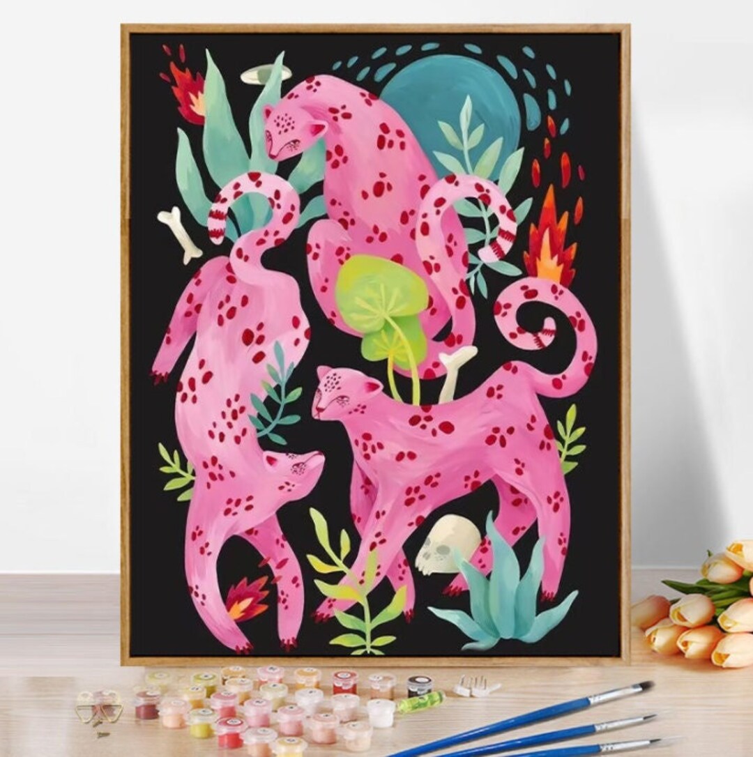 Paint by Numbers African Leopards DIY Canvas Painting Children Etsy