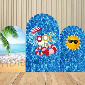Double-Sided Arch Cover Backdrop Newborn Summer Pool Party Decoration Backdrop Baby Shower Arch Wall Boy Girl Birthday Props Photo Banner