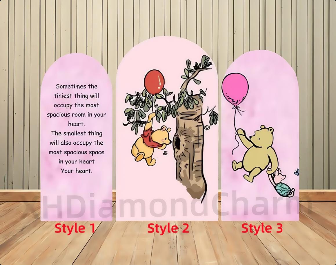 Discover Disney Pink Winnie The Pooh Single -Sided Arch Backdrop Custom Piglet Balloon Backdrop Baby Shower Birthday Party Backdrop Decor Supplies