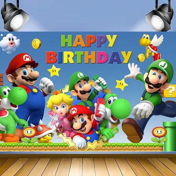 Dessin animé Mario jeu thème fête photographie toile de fond enfants bébé douche fête toile de fond anniversaire Photo bannière fond décor