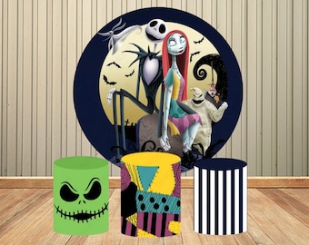 Fondo de pesadilla antes de Navidad de Halloween, Fondo de fiesta de dibujos animados para niños, decoración de fotografía, pancarta elástica