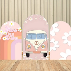 Sfondo con copertura ad arco di fiori a margherita per la decorazione della festa della doccia per neonati, auto, arcobaleno, decorazione da parete per compleanno Boho