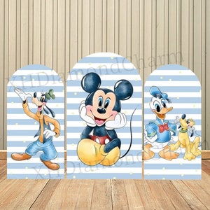 Cartoon Mickey Donald Duck Birthday Arch Cover Backdrop Wall for Kids Baby Shower Birthday Party Backdrop Wall Decoration Supplies