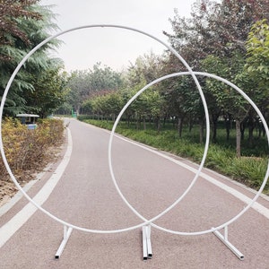 White Round Backdrop Stand Metal Circle Stand Wedding Round Arch Stand Birthday Party Balloon Hoop Stand Baby Shower Decorations Frame