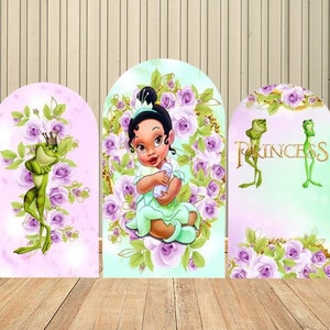Arco de doble cara con dibujos de la princesa Tiana y el sapo, decoración de pared para fiesta de cumpleaños, baby shower, suministros para decoración de pared