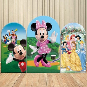 Mickey Minnie Mouse Arch Backdrop Princess Girl Backdrop Child Birthday Disney Double-Sided Arch Cover Party Decorations