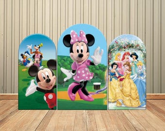 Mickey Minnie Mouse Arch Backdrop Princess Girl Backdrop Child Birthday Disney Double-Sided Arch Cover Party Decorations