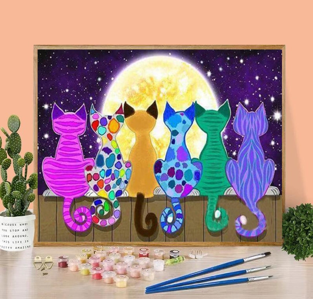 Moonlight Cats Paint By Numbers DIY Canvas Painting Animal Etsy moonlight-cats-paint-by-numbers-diy-canvas-painting-animal-etsy