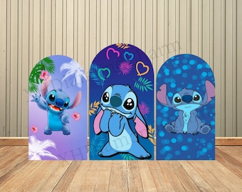 Cartoon Lilo and Stitch Birthday Arch Cover Backdrop Wall for Kids Baby Shower Birthday Party Backdrop Wall Decoration Supplies
