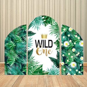 Wild One Birthday Arch Wall Chiara Backdrop Party Decoration Green Leaves Baby Shower Background for Photo Studio Double Side