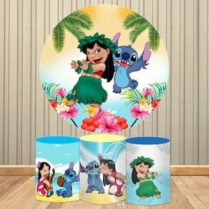 Cartoon Lilo Und Stitch Fotografie Kulissen Disney Foto Hintergründe Benutzerdefinierte Runde Zylinder Abdeckungen Dekorative Poster