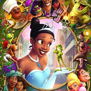 Cartoon Princess and The Frog Backdrop Tiana Photography Background Baby Shower Girl Birthday Party Cake Table Banner Decoration image 2