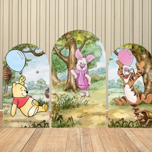 Disney Winnie de Pooh Dubbelzijdige Boog Cover Achtergrond Muur voor Kinderen Babyshower Verjaardagsfeestje Achtergrond Wanddecoratie Benodigdheden