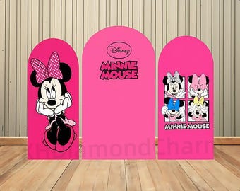 Minnie Mouse Theme Double-Sided Arch Backdrop Kids Girl Birthday Party Background Baby Shower Cover Chiara Arch Backdrop Studio Props Decor