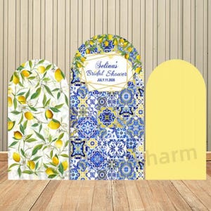 Custom 2-Sided Arch Backdrop Lemons Mediterranean Birthday Bridal Shower Wedding Covers Chiara Arch Background Decor Backdrop Photo