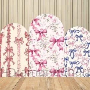 Double-Sided Arch Cover Backdrop Pink Bow Ribbon Decoration Backdrop Baby Shower Arch Wall Children Birthday Party Photo Studio Props