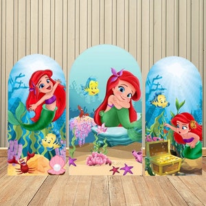 Fondo de pared arqueado para baby shower de sirena, fondos de Chiara, fondo fotográfico de cumpleaños de sirena submarina, pancarta con impresiones de doble cara