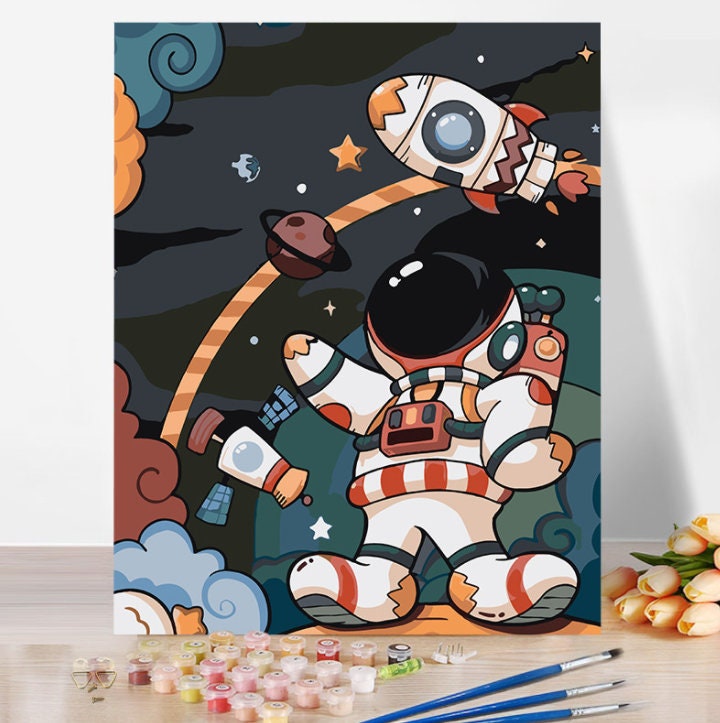 Painting by numbers kit for adult Paint by Number Astronaut Space Canvas  Wall Art Handpainted For Home Decor