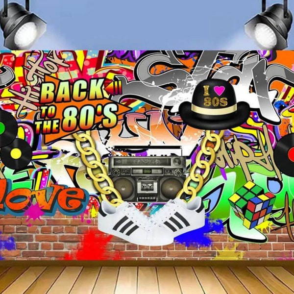 Hip Hop Graffiti 80s Party Photography Backdrop Disco Music Aldult Kids Birthday Party Backdrop Birthday Photo Banner Studio Prop Decoration