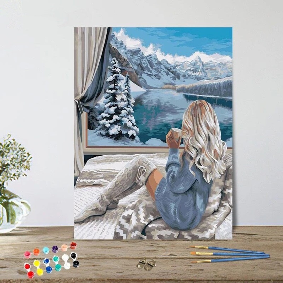 NAIMOER Quadro Diamanti 5D Fai Da Te - Paesaggio Invernale Natalizio, 30x40 Cm, Kit Completo Con Diamanti Rotondi - 4