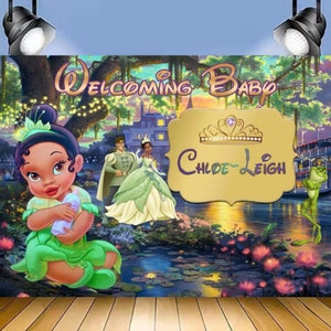 Disney Princess Tiana Photo Backdrop Girl 1st Birthday Photography Backdrop Custom Decor Banner Poster Photo Booth Background