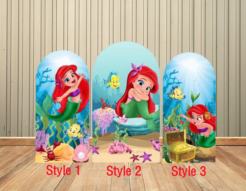 Discover Mermaid Baby Shower Arched Wall Chiara Backdrops Undersea Mermaid Birthday Photo Background Single Sided Prints Banner