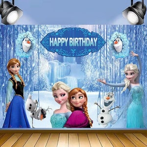 Tło fotograficzne na imprezę Frozen Princess z kreskówek dla dzieci Baby Shower Party Tło banerowe na zdjęcia urodzinowe Dekoracja tła