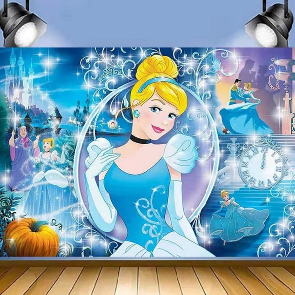 Cinderella Fantasy Princess Photography Backdrop Kids Baby Shower Party Backdrop Birthday Photo Banner Studio Prop Decoration
