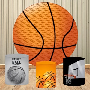 Sport Thema Basketball Runde Kreis Hintergrund Abdeckung Benutzerdefinierte Sockel Zylinder Abdeckungen für Jungen Geburtstag Party Dekoration