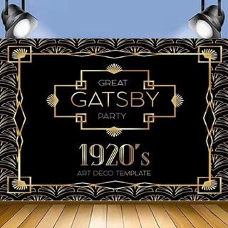 Sfondo Compleanno Big Gatsby – Decorazioni Art Déco In Nero E Oro Per Feste Indimenticabili, Panno 300x200 Cm
