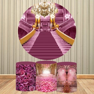 Castle Palace Circle Backdrop Girls Princess Birthday Photo Round Background Newborn Kids Portrait Background Covers Pliths