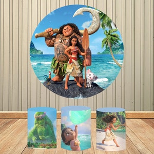Moana Ocean Sea Maui Dekoracja Tło Dzieci Urodziny Okrągły Okrągły Pokrywa Lato Ocean Tło Pokrywa Elastyczna Impreza Wydarzenie Dekoracja