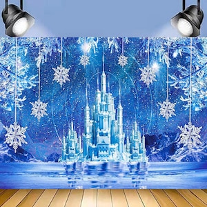 Fiocco di neve invernale Dream Castle Party Fotografia Sfondo Bambini Baby Shower Party Sfondo Compleanno Foto Banner Sfondo Decor