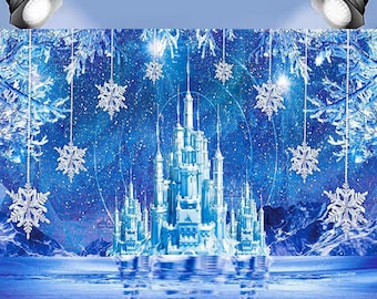 Invierno copo de nieve Castillo de ensueño fiesta fotografía telón de fondo niños Baby Shower fiesta telón de fondo cumpleaños foto Banner decoración de fondo