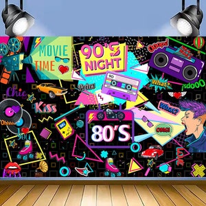Muzyka Disco z lat 80. i 90. Tło imprezy Glow Fotografia Urodziny dla dorosłych Tło hip-hopowe Zdjęcie na baby shower Rekwizyty fotograficzne