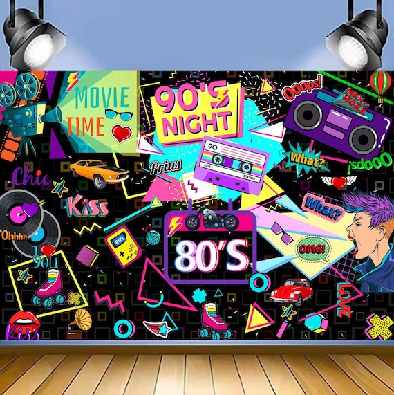 Anni '80 e '90 Musica da discoteca Glow Party Fondali Fotografia Compleanno per adulti Hip Hop Sfondo Baby Shower Foto Puntelli fotografici - Italia