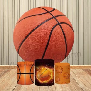 Basketball Circle Backdrop Sports Themed Boys Birthday Studio Photography Background Cylinder Covers Party Decoration