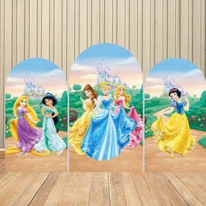 Disney Prinzessin Mädchen Geburtstag Doppelseitige Bogen Abdeckung Hintergrund Wand für Kinder Baby Shower Birthday Party Hintergrund Wanddekoration Zubehör