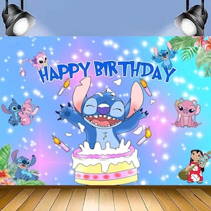 Lilo & Stitch Motyw Urodziny Tło Dziecięce Baby Shower Tło Urodzinowe Zdjęcie Baner Studio Prop Dekoracja