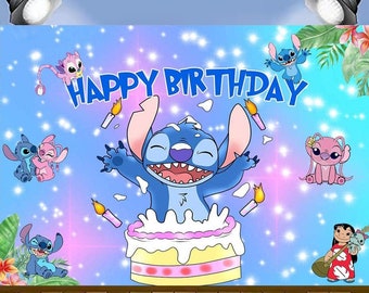 Lilo & Stitch Thema Geburtstag Hintergrund Kinder Baby Shower Party Hintergrund Geburtstag Foto Banner Studio Prop Dekoration