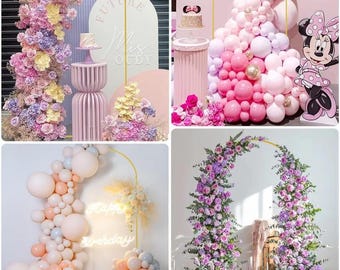 Birthday Party Arched Backdrop Frame, Metal Arch Backdrop Stand, Gold Wedding Flower Balloon Backdrop Stand, Baby Shower Party Decorate