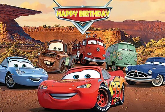 Happy Birthday Banner Mit Rennauto-Design – Hintergrund Für Geburtstagsfotos (185x112 Cm)