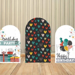 Double-Sided Arch Cover Backdrop Love&Heart Balloon Backdrop Boy Girl Shower Arch Party Wall Children Birthday Party Photo Studio Props