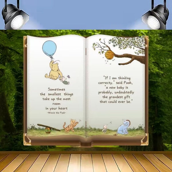 Cartoon Winnie The Pooh Birthday Photography Backdrop Kids Baby Newborn Shower Party Backdrop Jungle Safari Birthday Photo Banner Decor