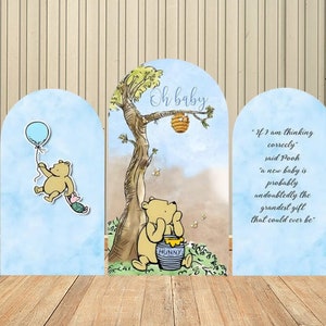 Fondo de pared con arco de doble cara de Winnie the Pooh, ideal para baby shower, fiesta de cumpleaños, decoración de pared
