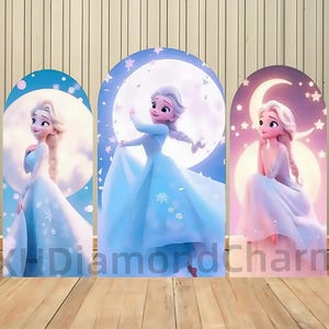 Frozen Princess Elsa Anna Double-Sided Arch Backdrop Custom Girl Birthday Decor Party Arch Backdrop Baby Shower Photo Studio Photo Props